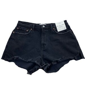 Abercrombie & Fitch Curve Love The Mom High-Rise Black Denim Shorts 31/12